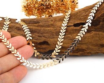 3,3 Feet 6mm Gold Tone Gold Arrow Chains , Chevron Chains,  Gold Chains, Chevron Arrow Chains, GZ-42