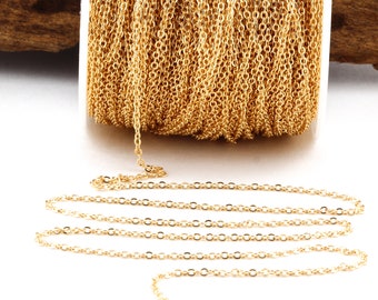Cadena soldada chapada en oro de 5 Mt 1,5x2mm, Cadena soldada diminuta, Cadena rolo diminuta, cadena de bordillo GZ-58