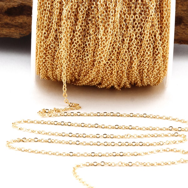 5 Mt  Gold Plated Soldered Chain 1,5x2mm , Tiny Soldered Chain , Tiny rolo chain , curb chain GZ-58