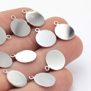 12 Pcs 13mm Silver Plated Round Charms , Round Disc - Silver Plated Coins- SLVR-164