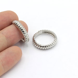 Silver Plated adjustable ring, Croissant Signet Ring in Silver Plated, Minimalist Dome Ring , Chunky Ring , Twist Ring ( 18-19mm ) DSR-68