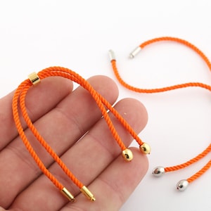 Half Finished Adjustable Bracelet, Cotton Rope Bracelet, 2mm Cord Bracelet Connector BlanksFriendship Style for DIY Gift Jewelry (24cm)AS-44