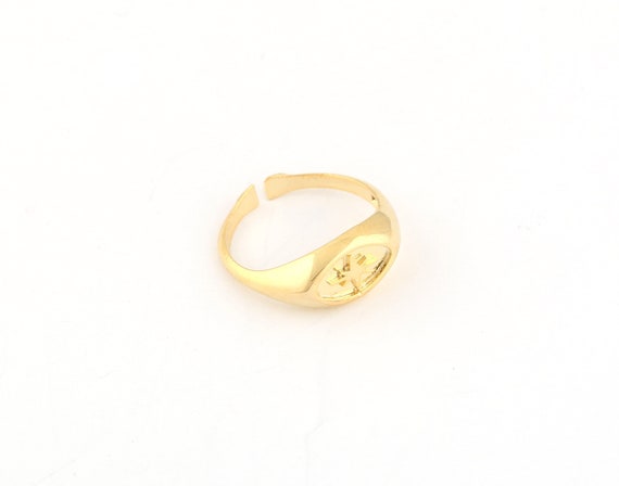 24k glanzend vergulde North Star Ring, verstelbare ring