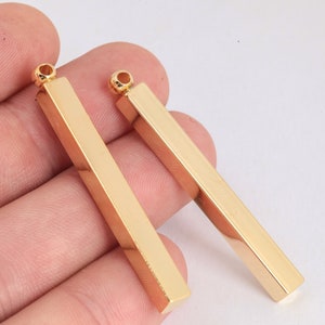 5x50mm 24k Glänzender Gold bar, Bar Halskette, Bar Anhänger, personalisierte Charms, Namensschild Bar, Vergoldeter Anhänger GLD-270