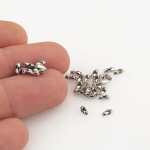 2.5x5mm Ball Chain Connector, Rhodium Plated Tag Fastener Type Ball Chain, Rhodium Clasp For Connector Ball Chain Ball Chain Clasps SLVR-547