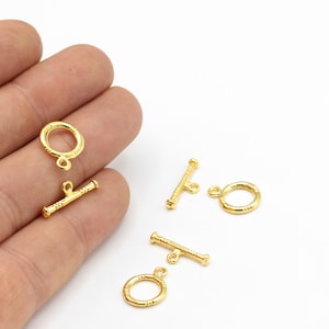 Gold toggle clasp, 24k Shiny Gold toggle clasp, T Bar Lock , Bracelet Closures,1 Pcs Gold Toggle ( 12x15mm)-GLD-525