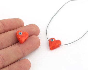 Encantos del corazón de cristal de Murano de 15x16 mm, cuentas de corazón de cristal de Murano hechas a mano, hallazgos de cristal de Murano, pequeños encantos de cristal de Murano, STN-127