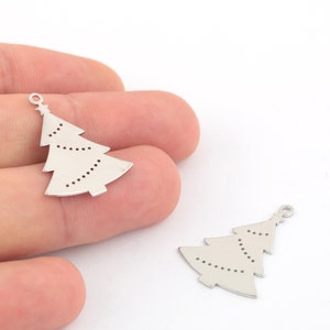 21x29mm Rhodium Plated Christmas Tree, Pine Tree Charms, Christmas Charms, Rhodium Plated Pine Tree, Gift For Christmas, SLVR-508