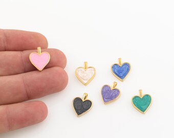 14x17mm – 24k Gold Plated heart Charm – Enamel heart Charm – Tiny Heart Charm, Love Charm, Double Sided Charm, Gold Plated Findings GLD-1523