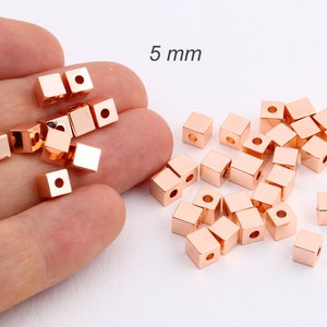 5 Pcs 5mm Rose Gold Plated Cube Beads ,Tube Beads, Rectangle, Tubes,RSGLD-28