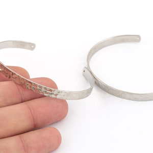 6x155mm Rhodium Bangle, Hammered Cuff Bracelet, Hand Made Bracelet, Hammered Bracelet, Brass Bracelet, Adjustable Bracelet / AS-77