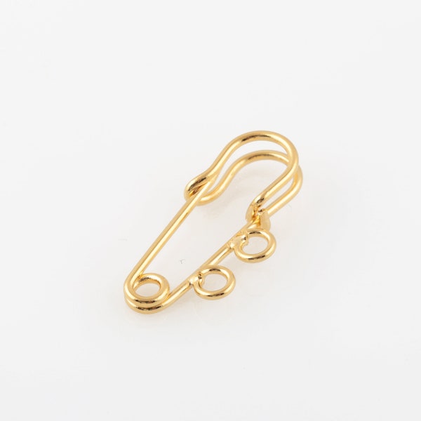 11x29mm 24k Shiny Gold Plated Safety Pin Charms,Multi Hole Safety Pin,2 Hole Safety Pin Pendant,Safety Pin Pendant,Connector Charms,GLD-1371