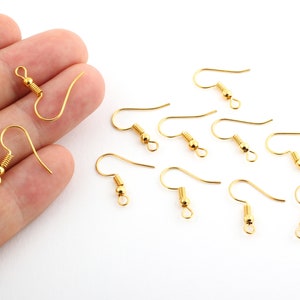 24 Pcs 24k Gold Plated Earrings Findings, Ear Wires , Gold Plated Earrings, Earrings Findings, 17mm EAR-9