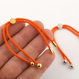 Half Finished Adjustable Bracelet, Cotton Rope Bracelet, 2mm Cord Bracelet Connector BlanksFriendship Style for DIY Gift Jewelry (24cm)AS-43