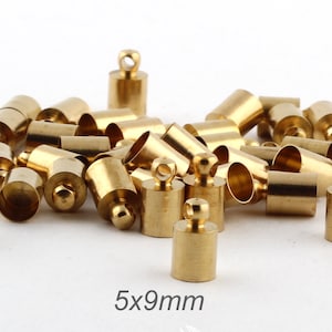 12 stuks 5x9mm ruwe messing einddop, massief messing einddop, snoereinde, buiseinddop DS-RAW-593