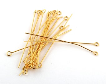 30 PCs 0, 85x60mm Eye pins 24k brillant plaqué or, or plaqué oeil pin-GLD-127