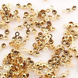 50 Pcs 24k Gold Plated Crimp Beads, Crimp, 13x4mm, Ball Chain Clasp, Crimps-GLD-115 image 3