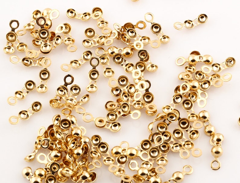 50 Pcs 24k Gold Plated Crimp Beads, Crimp, 13x4mm, Ball Chain Clasp, Crimps-GLD-115 image 3