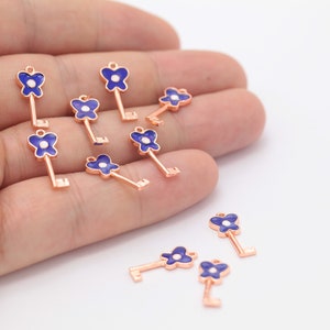 1 pcs Rose Gold Plated Key Charms,Key Pendant, Rose Gold Key Charm, Necklace Key Charm ( 7.5x17mm ) RSGLD-196