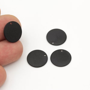 16mm Black Plated Disc, Round Coins, Flat Disc Charms, Stamping Blank,Black Plated Findings, Black Plated Round Charms, 3Pcs, BLK-96