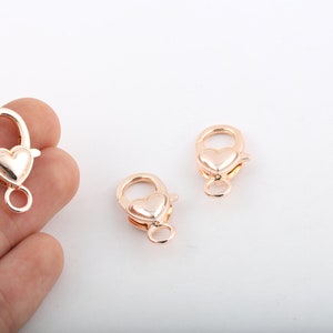 1 Pcs 14x27mm Rose Gold Plated Heart Clasp ,Claw Clasp ,Lobster Clasp ,Spring Clasps , Caw Clasp ,Gift For Her , Necklace End, RSGLD-449