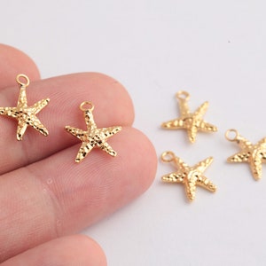 12x13 mm 24k Shine Gold Plated star , Sea Star , Necklace Pendant , Gold Plated Sea Star , Bracelet Finding- GLD-225