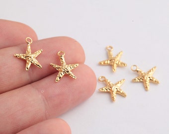 12x13 mm 24k Shine Gold Plated star , Sea Star , Necklace Pendant , Gold Plated Sea Star , Bracelet Finding- GLD-225