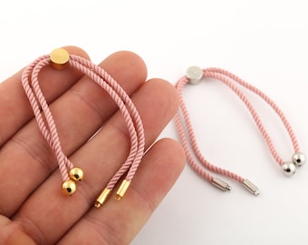 Pulsera ajustable semiterminada, pulsera de cuerda de algodón, conectores de pulsera de cordón de 2 mm, estilo amistad para joyería de regalo DIY (24 cm) AS-48