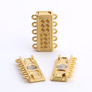 5 Strand Clasp Gold Plated, mm ,27mm Magnetic Clasp ,Magnetic clasp with holes MC-14