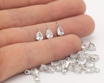 5x10mm Drop Pendant , Silver Plated Drop Charms ,Bracelet Beads, Mini Bracelet Drop, ZRK-14