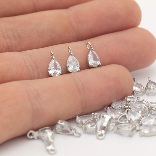 5x10mm Drop Pendant , Silver Plated Drop Charms ,Bracelet Beads, Mini Bracelet Drop, ZRK-14