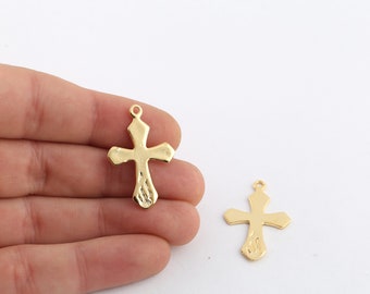 20x31mm 24k Glänzend Vergoldete Kreuz Anhänger,Kreuz Halskette,Vergoldete Jesus Anhänger,Kreuz Fundstücke,Religiöses Themen,Religiöses Symbol,GLD-1020