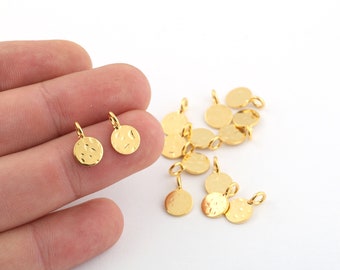 10 Mm 24k Glänzend Gold Gehämmert Scheibe, Runde Anhänger, Münzen