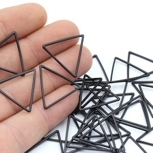 6 Pcs Black Plated Triangle Charms ( 21mm ) Connector - Triangle Pendant, Triangle Findings, BLK-30