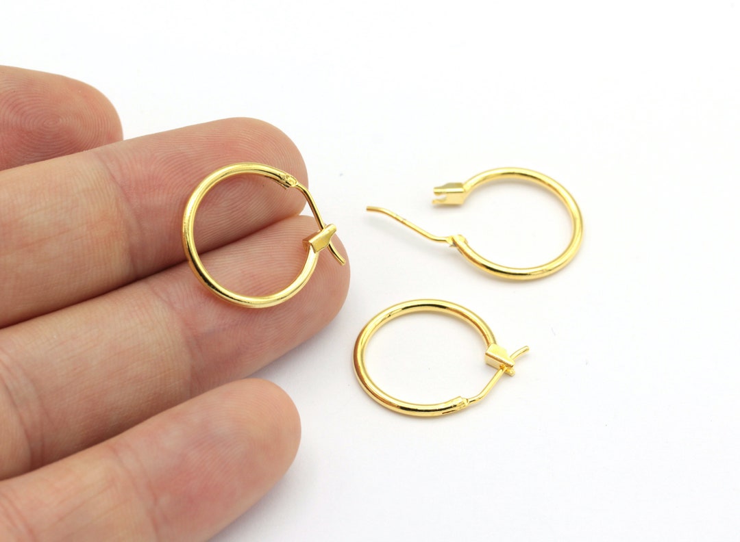 18mm 24k Shiny Gold Earrings Hoop , Hoop Earrings, Brass Earrings ...