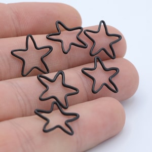 12 Pcs Black Plated Star Charms ,Black Plated Charms ,  Star Necklace ,Geometric Charms,Brass Star Charms , ( 15 mm ) BLK-2