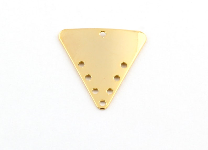 -GLD-51 Stamping Tag 6 Pcs 24k Gold Plated Triangle Charms Tiny Necklace Triangle 6x17mm