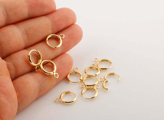 2 Pcs 24k Shiny Gold Plated Earring Findings, plain Leverback Findings 12x15mm EAR-1