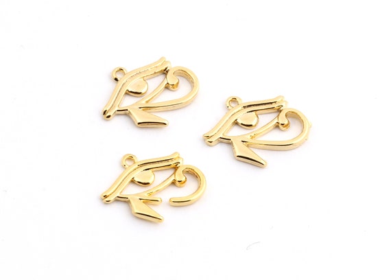 ゴールド エジプトの目、ホルス ネックレス、アイ チャーム、24k 光沢 
