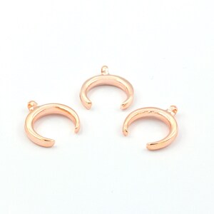 2 Pcs Horn Pendant Rose Gold , Rose Gold Plated crescent moon charms with 1 hole, Horn Jewelry , Gold Horn Pendant ( 14x16mm)- RSGLD-296