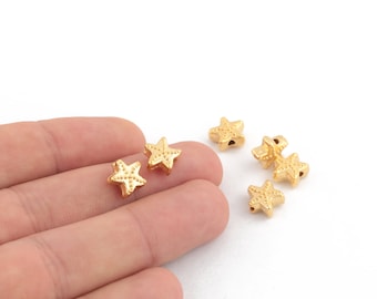 3 Pcs 24k Shiny Gold Plated Star Charms ,Star For Bracelet Star Charms, Mini Star Charms, Star For Dangle, Bracelet Charms, (10mm), GLD-1145