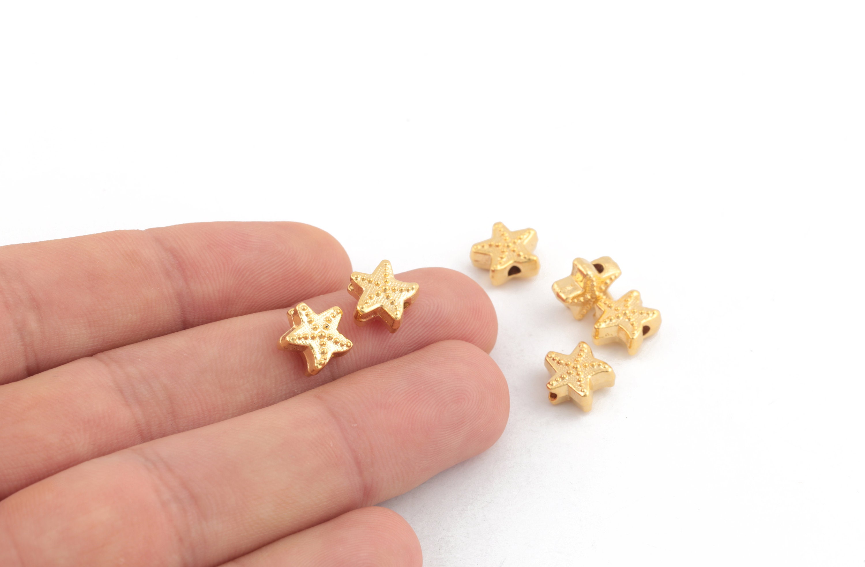 LES CLEIAS*ゴールドプラネット mini-star ピアス*送料込み* 3 Pcs 24k Shiny Gold Plated Star Charms ,star for Bracelet