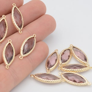 1 Pcs Shiny Gold Plated Crystal Oval Connector, Bracelet Charms ,  Gemstone Connector , Bracelet Connectors, ( 10x28 ) STN-20