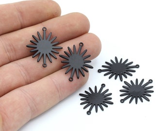 2 Pcs Black Plated Brass Sunny Bracelet , Black Plated Sunny Ethnic Bracelet With 2 loops, Findings, Charms (22x26mm) BLK-12