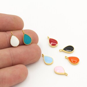 8x13mm pingentes de gota de esmalte banhados a ouro, pingente de gota de ouro, mini pingentes de gota, brincos pendurados, pingentes de gota minúsculos, GLD-721