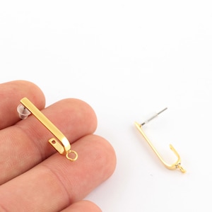 3x28mm 24k Shiny Gold Plated U-shaped Earring, Pendant Earrings, U Shaped Pendant Earrings, Earring Findings,Stud Earring - EAR-280
