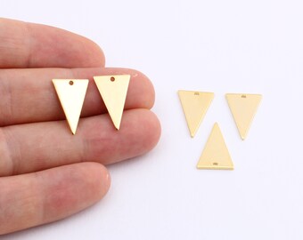3 Pcs 12x18mm 24k Shiny Gold Plated Triangle , Triangle, Connector, Triangle Charms, Chevron-GLD-40