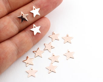 20 Pcs 9mm Rose Gold Plated Star Charms , İnitial Pendant, Stamping Star, Star Charms, Stamping Tag-RSGLD-43