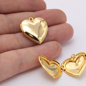 24k Shiny Gold Plated Heart Locket Charms, Personalized Necklace ( 23x25 mm ) , GLD-328