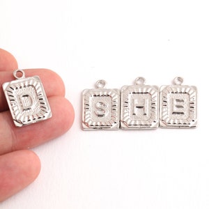 1 Pcs Letter Charms , Silver Plated Letter Charms, Necklace Pendant ,Alphabet Letter Charm, ( 15x24 ) SLVR-85
